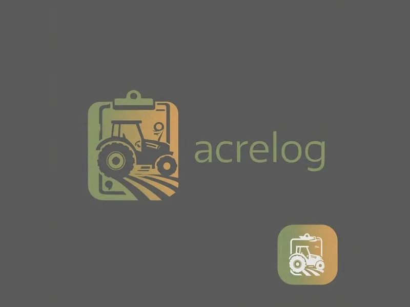 AcreLog logo: a clipboard with a tractor on it, in olive green on a dark gray background.